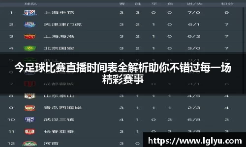 今足球比赛直播时间表全解析助你不错过每一场精彩赛事
